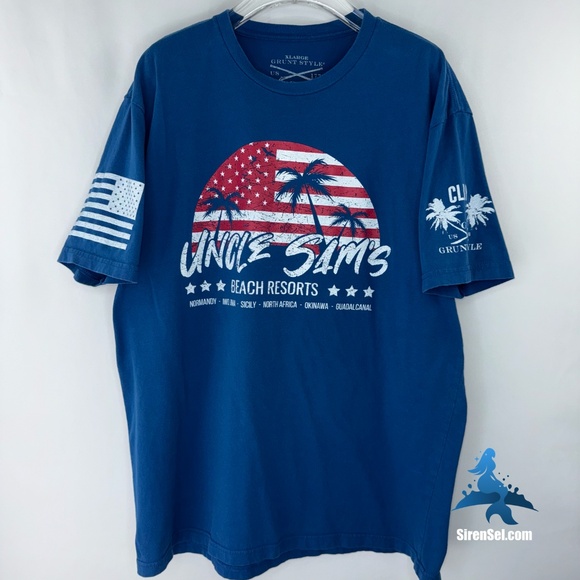 1123 Limited Edition Grunt Style Uncle Sam's Beach Resorts T-Shirt - XL - Blue - Picture 2 of 6